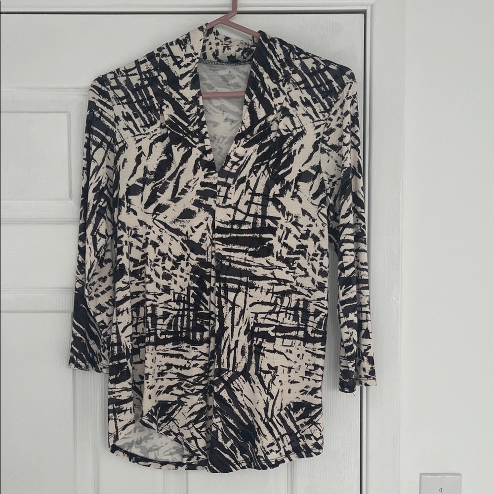 Cable & Gauge Brown and Cream Patterned Top